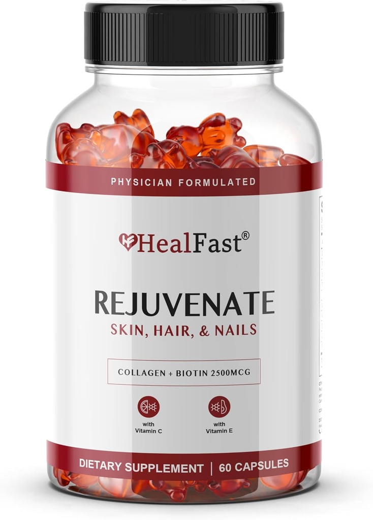 治疗Fast 复燃维生素和矿物Gummy 补充剂 - Collagen Gummys + 维生素, Biotin, and Zinc - 抗衰老美容和皮肤补充剂 临床研究与物理设计 - 60 Counter