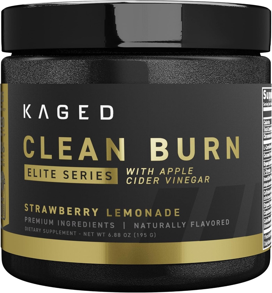 Kaged Themogenic Power Clean Burne Elite 草莓柠檬汁 男、女 体重管理补编 有机咖啡因和苹果苹果苹果 苹果 葡萄酒 30种服务