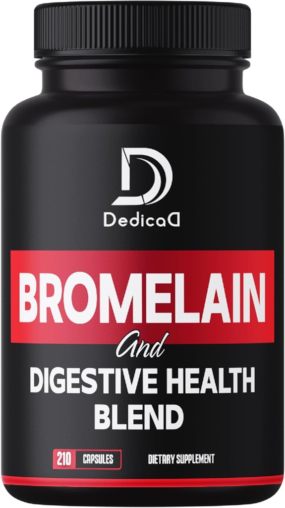 6in1 Bromelain 500mg 补充剂 - 每服1000mg – 210 capsules 具有消化性健康混合剂作为Quercetin, Ginger, Turmeric, Papaya - 支持整体健康,消化和免疫系统