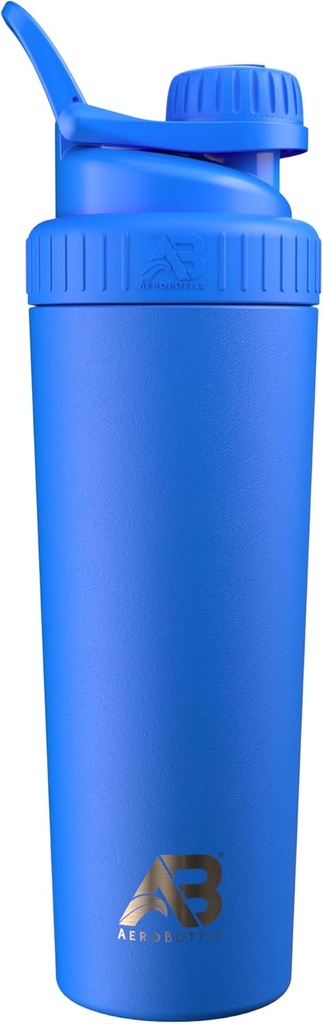 AeroBottle Cryo Shaker Cup,绝缘无锡钢水瓶和蛋白质Shaker,Mixes蛋白和与涡轮混合技术的前期工作,无搅拌球或Wisk,26oz,Artic Sea Blue