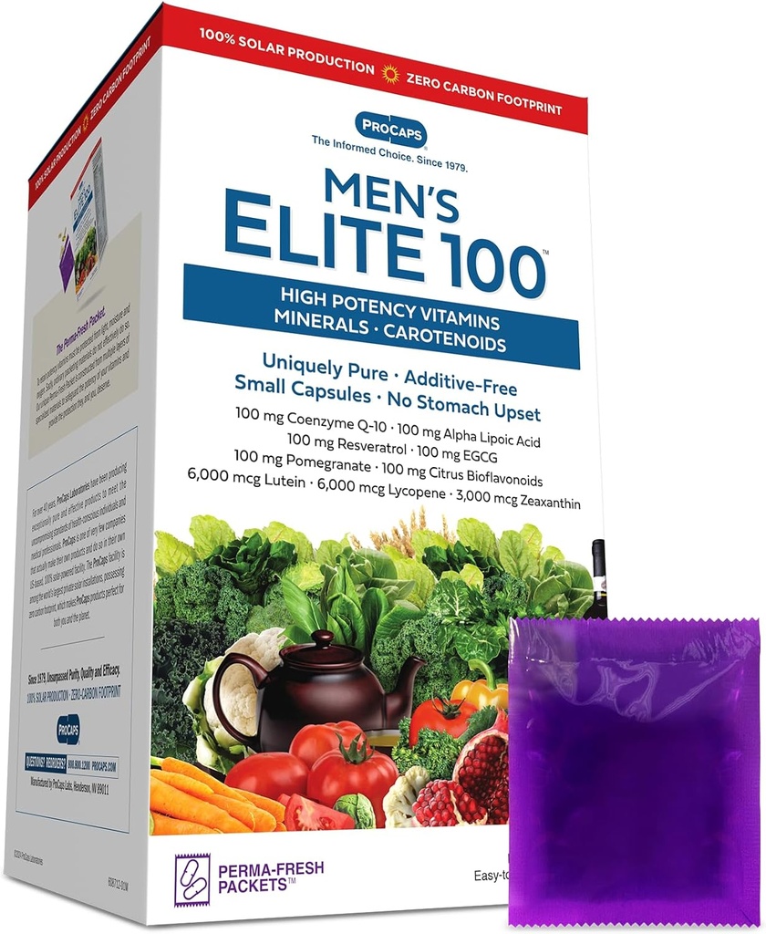 Andrew Lessman Multivitamin-Men's Elite-100 30 Packets - Potent Nutrients Plus 100 mg 每种共聚物Q10,Alpha Lipoic Acid,Resveratrol,EGCG,石榴,Citrus Bioflavoids. 无附加