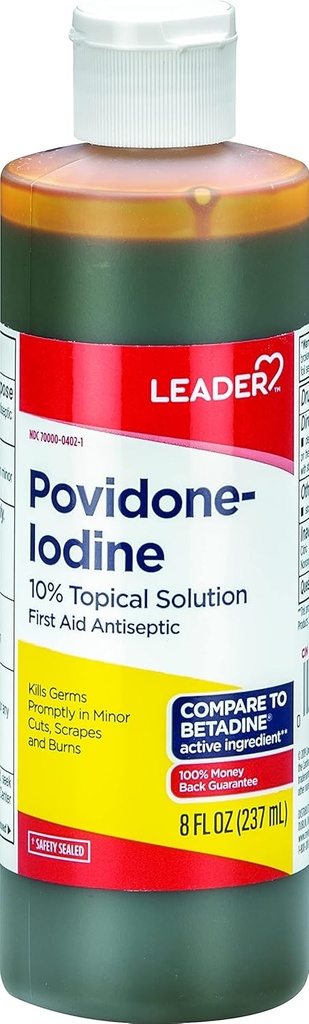 领队Povidone碘 10% 预溶液 USP,急救解毒器 伤口清洗器,伤口洗涤器,解毒皂 (8 Fl Oz,包装为 1)