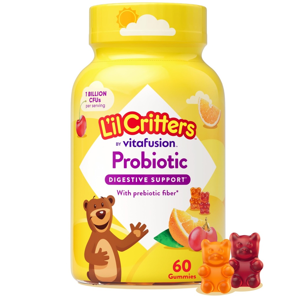 Lil Critters Probiots Daily Gummy 儿童、消化健康支助、葡萄、樱桃和橙花,60古米