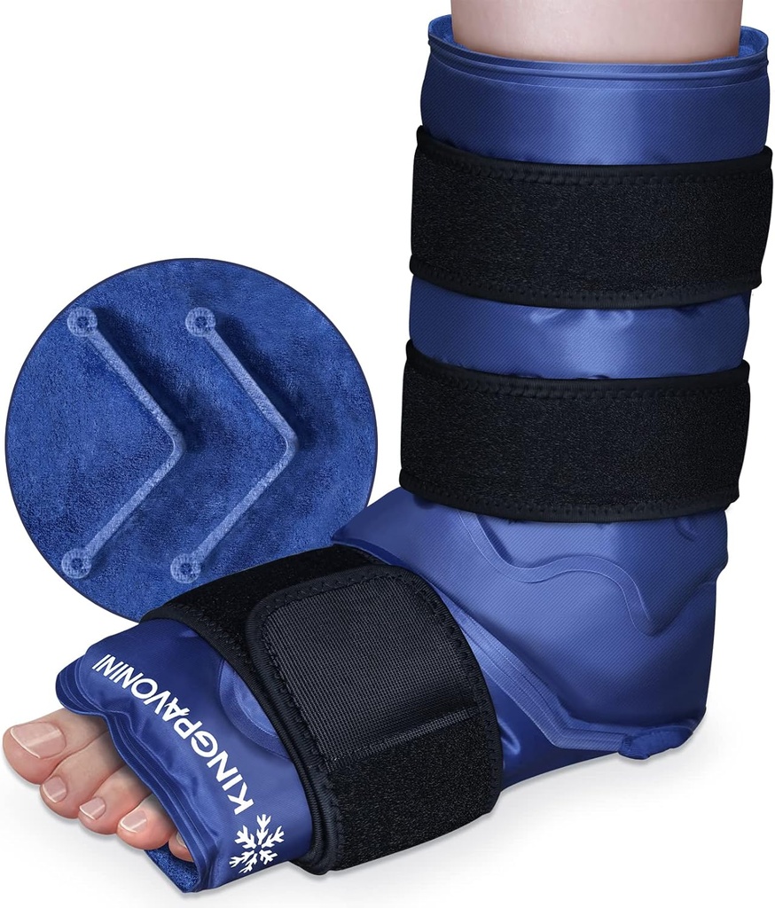 XXL 脚足冰包用于脚伤,全覆盖 脚足冰包, Gel 冰包可用于 Plantar Fasciitis, Achilles Tendonitis, Ssprained Ankeles and Heels, 纤维损伤, 蓝色
