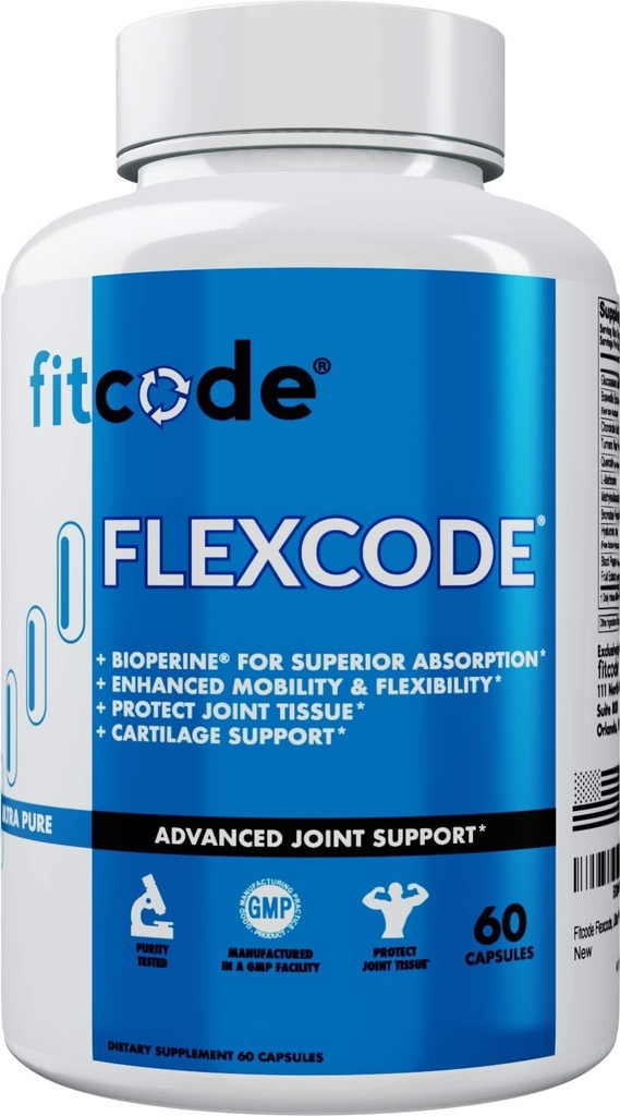 Fifcode Flexcode Ultra Premium 联合支持、Glucosamine、Turmeric、MSM、Chondroitin、Hyaluronic Acid、Gluten-Free,供男子和妇女使用(30名服务人员)