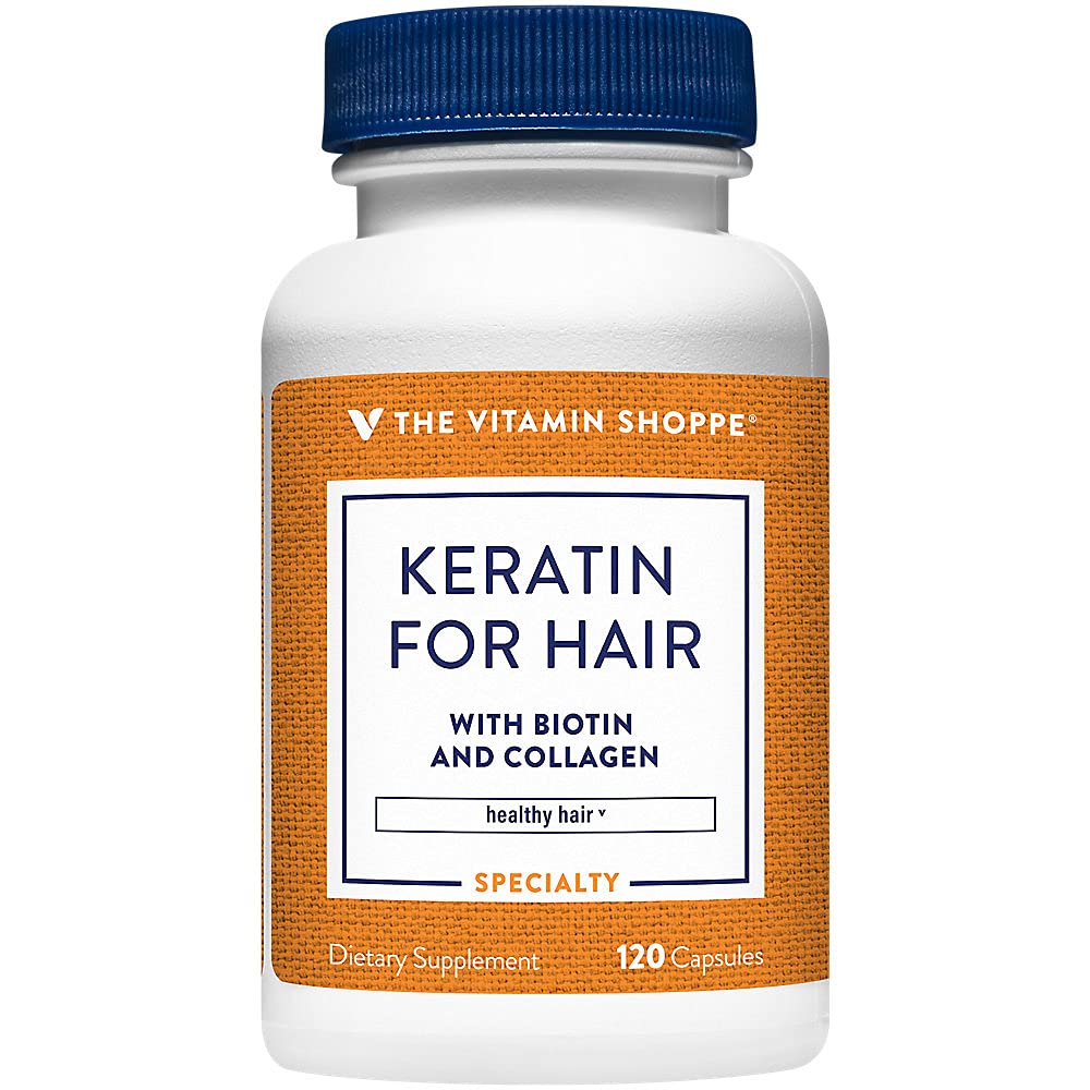 配有Biotin & Collagen, 支持坚固、健康的头发, 头发拉斯特的维生素店 Keratin( 120 Capsules)