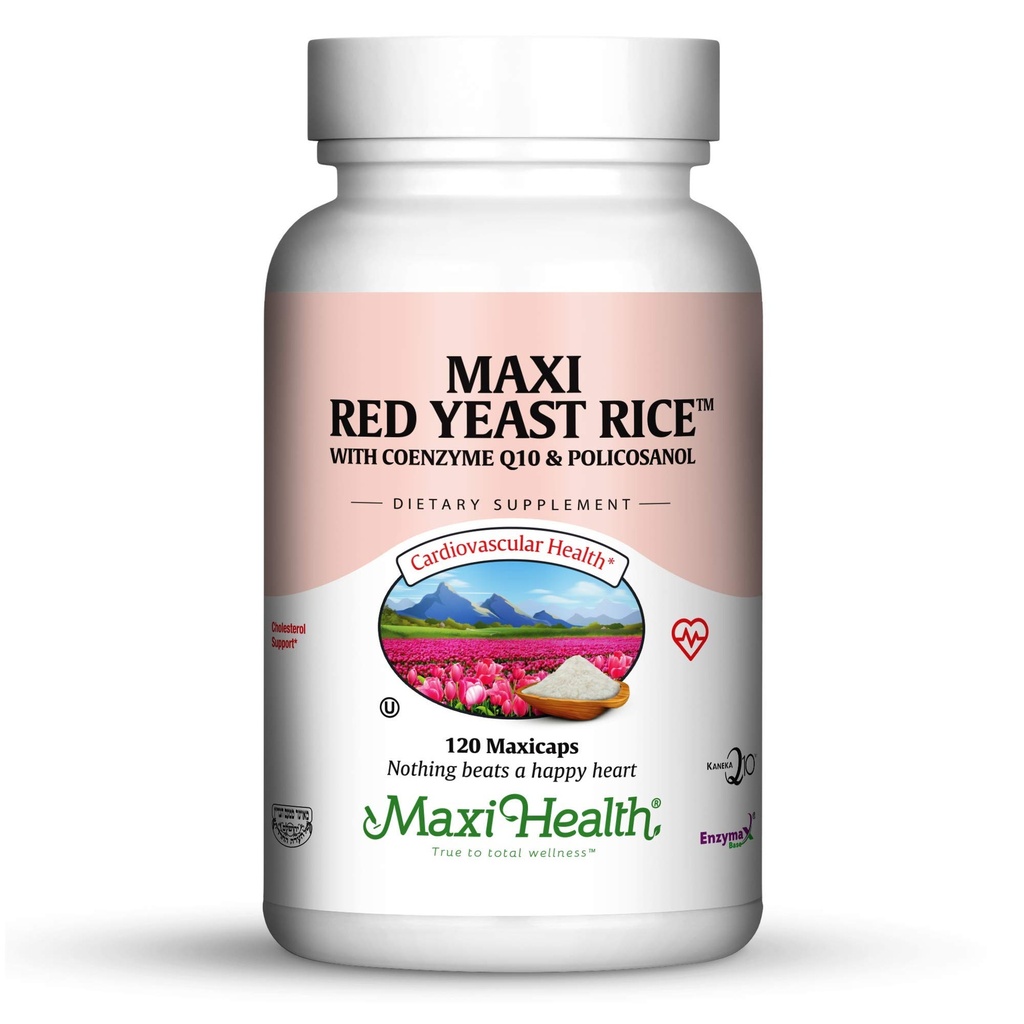 Maxi Health Kosher Maxi Red Yeast Rice with Coenzyme Q10 & Policosanol (未味120 Counter (Pack of 1)) (英语).