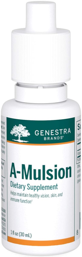 Genestra Brands A-Mulsion 支持免疫系统、皮肤、视觉、骨骼和牙齿的维生素液体* * 1 Fl Oz * * Citrus Flavor