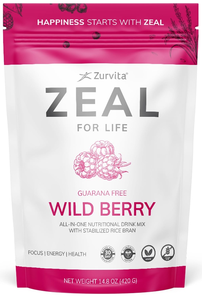 Zurvita - Zeal for Life 30 - Day Wellness Bag - 野莓(无瓜拉纳语) - 生命力、豁免和健康营养补充 - 420格拉姆