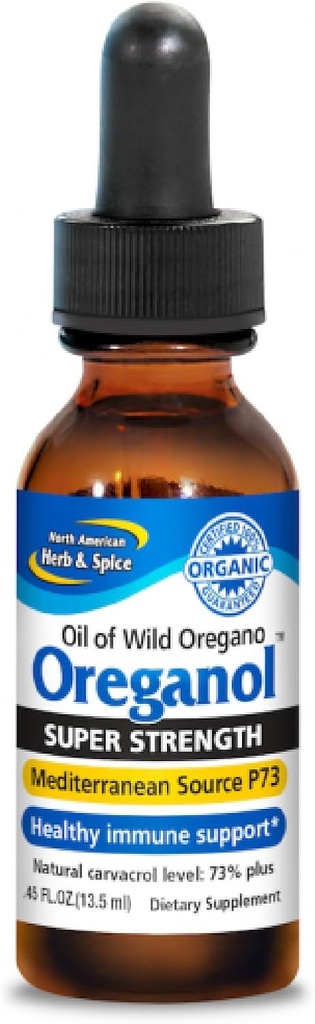 北美洲HERB & SPICE 超级强OREGANOL - 0.45 f. oz. - 未加工,野生,有机OREGNO 石油 - 地中海源P73 - 非GMO - 194 服务