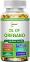 Oregano Softgels油、Oregano组织油、黑种子油用于支持消化健康季节草药、High Carvacrol & Thymoquino Oregano油、基于植物、非GMO、120