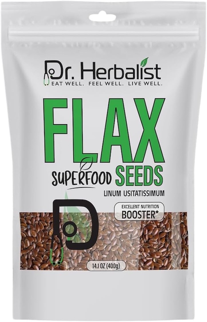 HERBALIST Flax种子400g博士、Linum Usitatissimum博士、Alsi种子、超级食品、基本欧米加脂肪酸、植物蛋白素高、Fiber, 用于平滑、烧烤、易消化和吸收