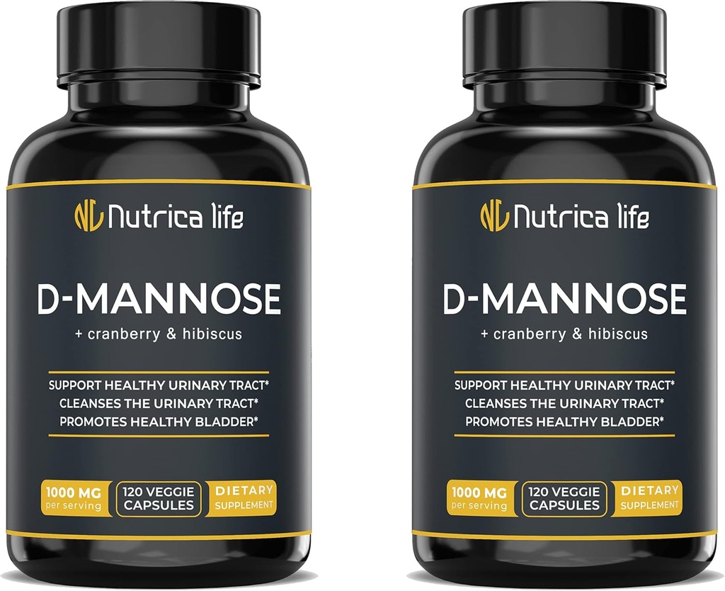 尿道切除感染治疗 D Mannose 1000mg Capsules - D-Mannose & Cranberry Pills with Hibiscus 提取 - 强尿道切除健康