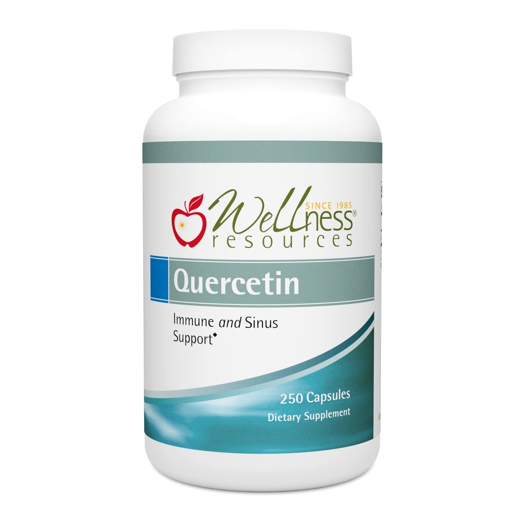 健康资源 Quercetin - Immune, Sinus和过敏支助 1000 mg 每次服务 - (250个上限/125个服务) Vegan, 非GMO