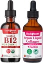 LIQUIDHEALTH 有机甲基B12 5000mcg 维生素滴入与塔特樱桃汁和100%维冈植物基Collagen+生物素滴-天然能源促进剂,改善焦点,头发和钉子生长,皮肤健康