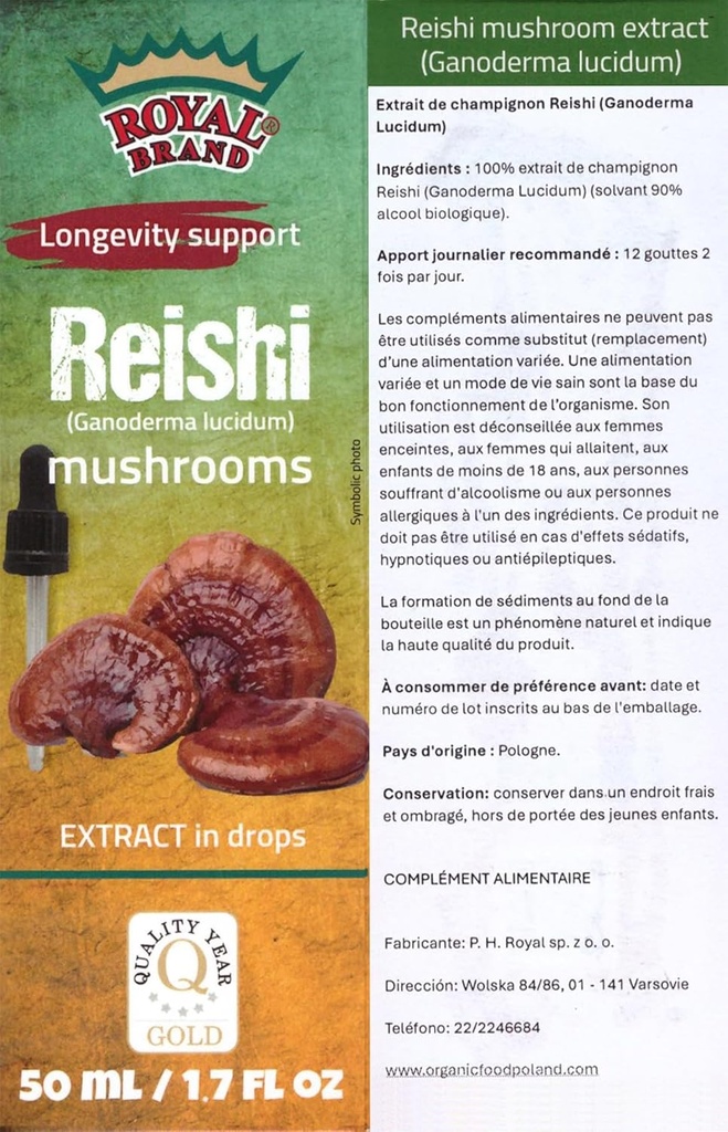 Reishi 蘑菇补充剂/我们的Reishi 蘑菇提取剂促进长寿/Reishi 蘑菇丁基-50ml/1.7 Fl Oz