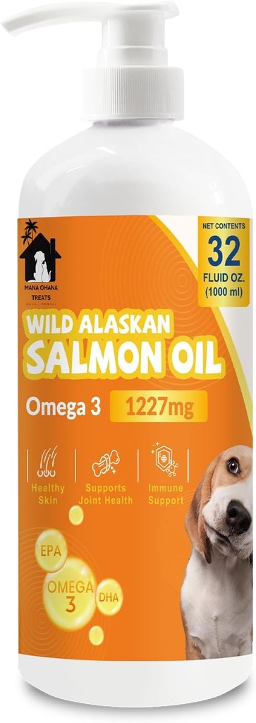 沙门油换狗和猫 Omega 3 鱼油补充品 健康皮肤和煤炭 联合和骨支持 过敏救济和炎症防御 | 32oz