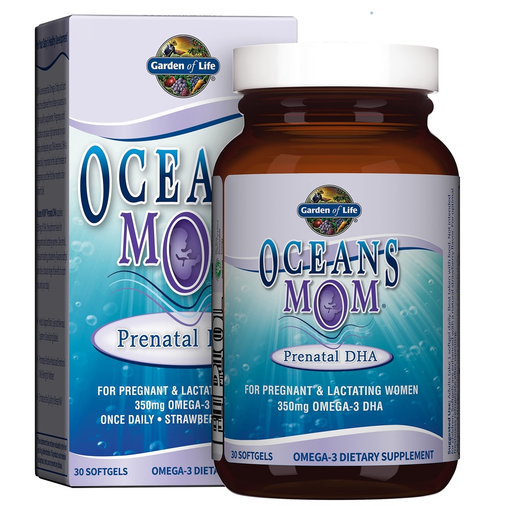 生命花园:母亲产前鱼油DHA,Omega 3号补编-草莓,350mg 产前DHA鱼油支助:母亲、婴儿脑和眼发育,30个小软胶