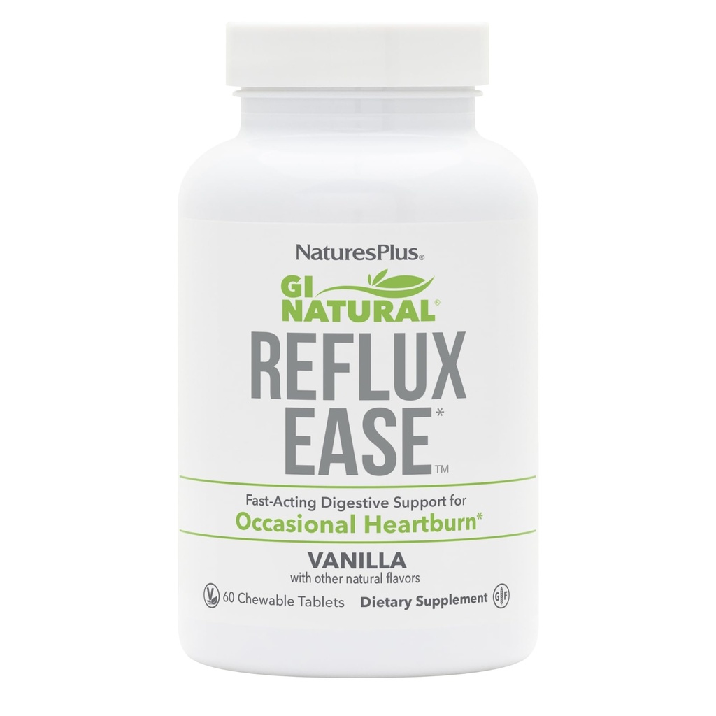 Natures Plus GI Natural Reflux Ease, Vanilla - 60块可切片 - 快动作消化支持 - 蔬菜, Gluten Free - 60 services