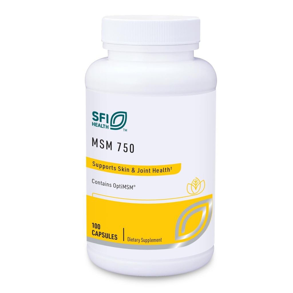 Klaire Labs SFI 卫生 MSM 750 - 临床试验支持联合舒适与结构,甲基磺酰甲烷作为OptiMSM(100 Capsules)