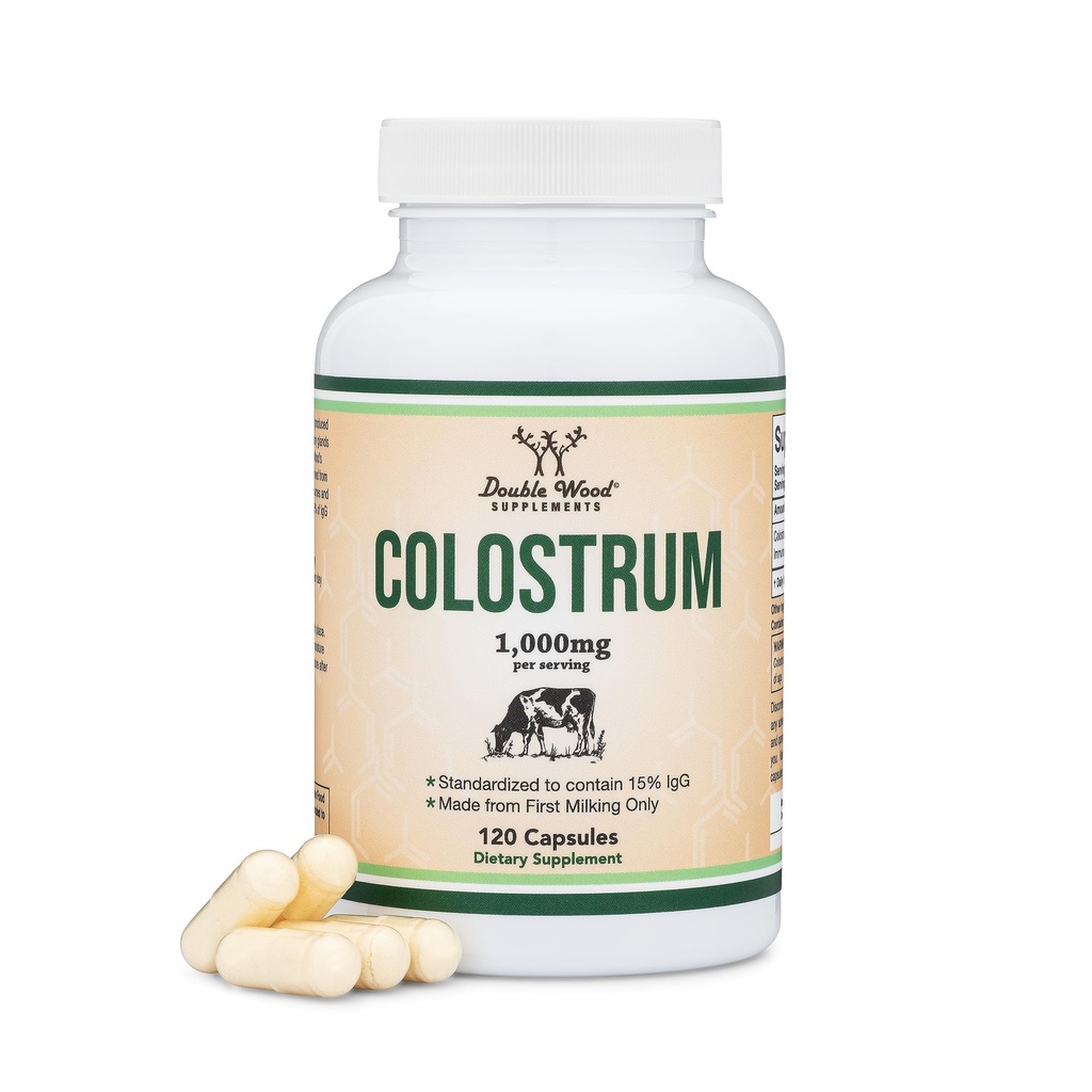 Colostrum 补充 120 capsules, 1000 mg / service (Bovine Colostrum Power from First Milking Only, Std. to contain 15% IgG Immunoglobulins) 无填充器, 第三方通过双木头测试)
