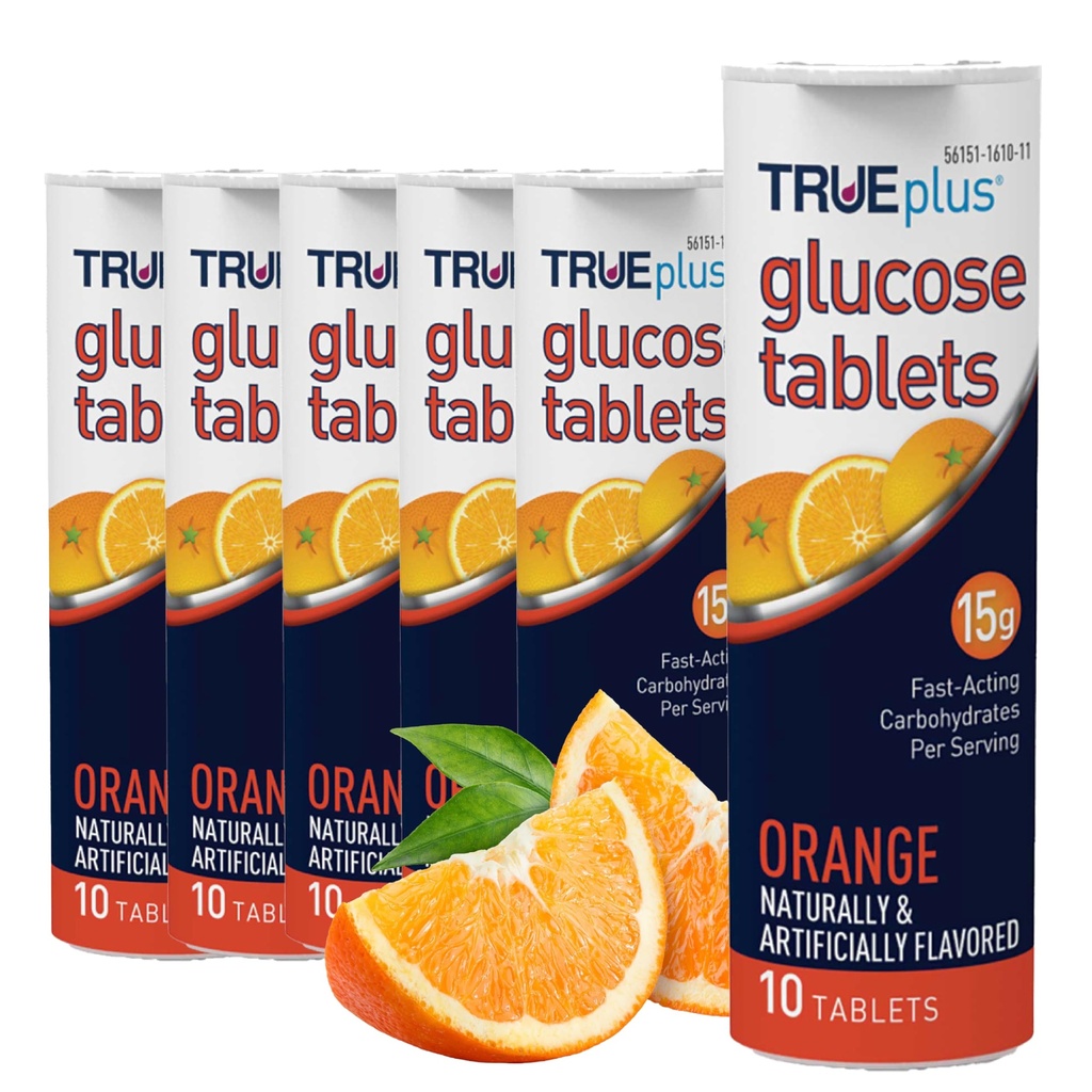TRUEplus 葡萄糖片,橙色Flavor - 6X 10ct Tubes