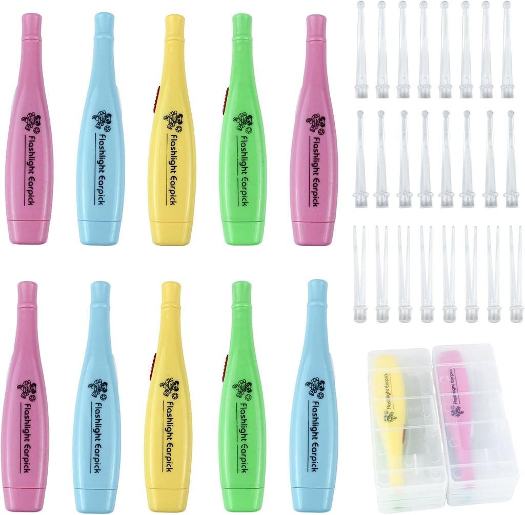 12 Pieces Ear Wax 清除工具,带有LED Light,用于为成人和孩子清除Earwax 可再使用的Ear Pick Tweezer Ear 清除器