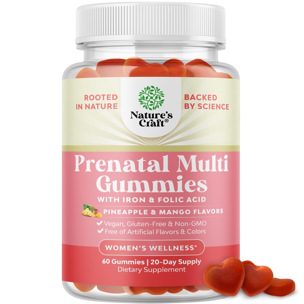 妇女的维冈产前产卵——含铁叶酸和超果混合剂的妇女的Gummy产前维生素——可嚼维生素Gummy公式(菠萝芒果)试验尺寸