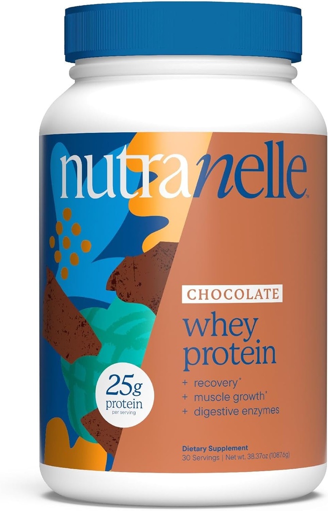 Nutranelle - 巧克力Whey蛋白粉 – 25 g 的Whey Isolate 和 焦點 / 利用消化酶促进肌肉生长和复苏 – 0 添加糖蛋白的摇摆粉