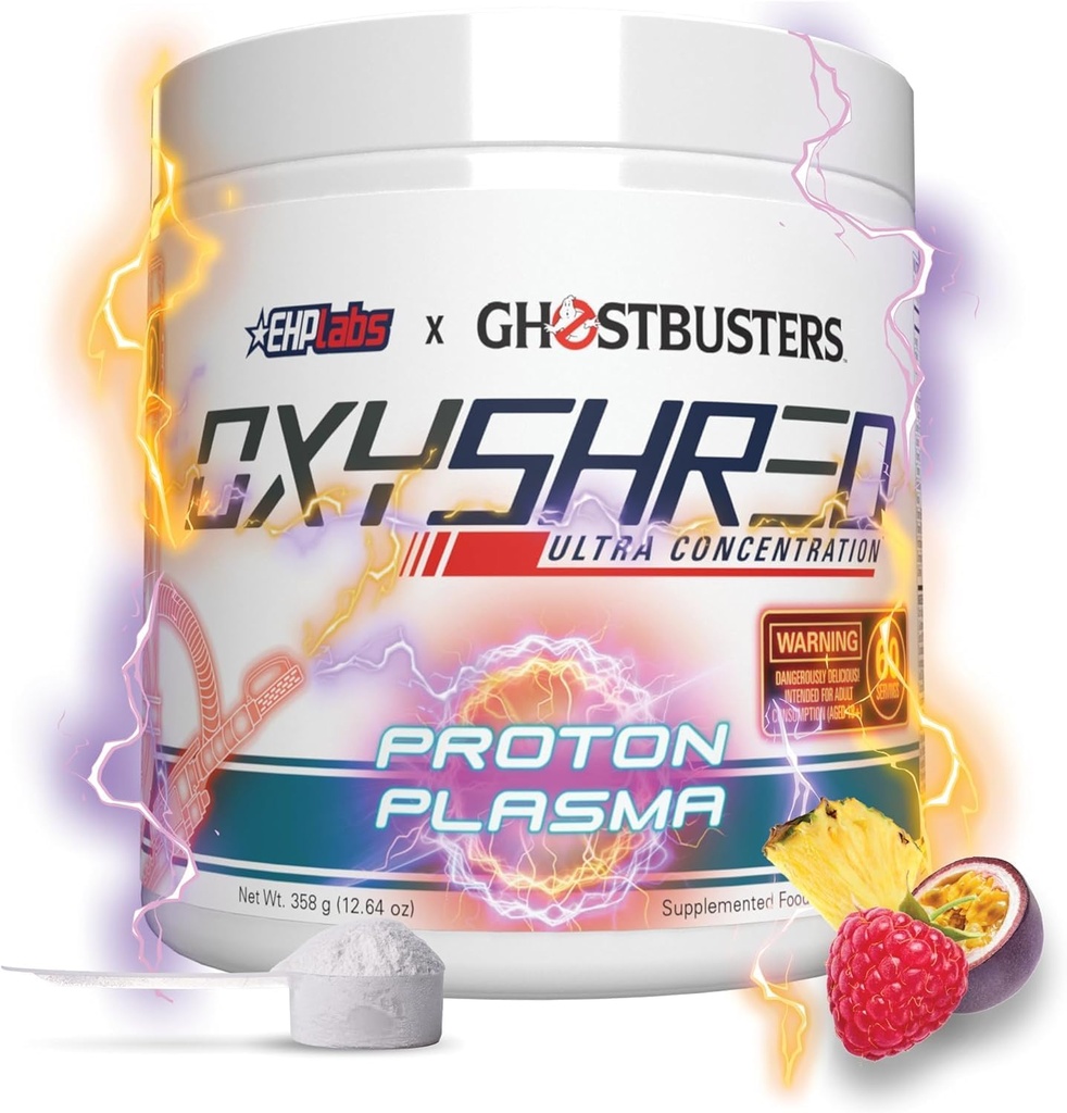 EHP Labs x GhostBusters OxyShred Prewout Powder & Shredding 补充 - 使用乙酰L Carnitine的预工作粉,能量靴饮料 - 质子等离子体, 60 services