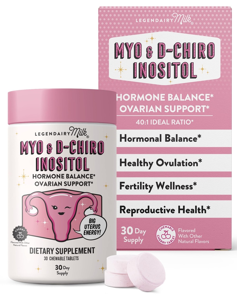 传奇式牛奶纯因诺西托可切片 - Myo-Inositol & D-Chiro 荷尔蒙平衡与生育支持补充 - 理想式40:1比例 - 30日供应
