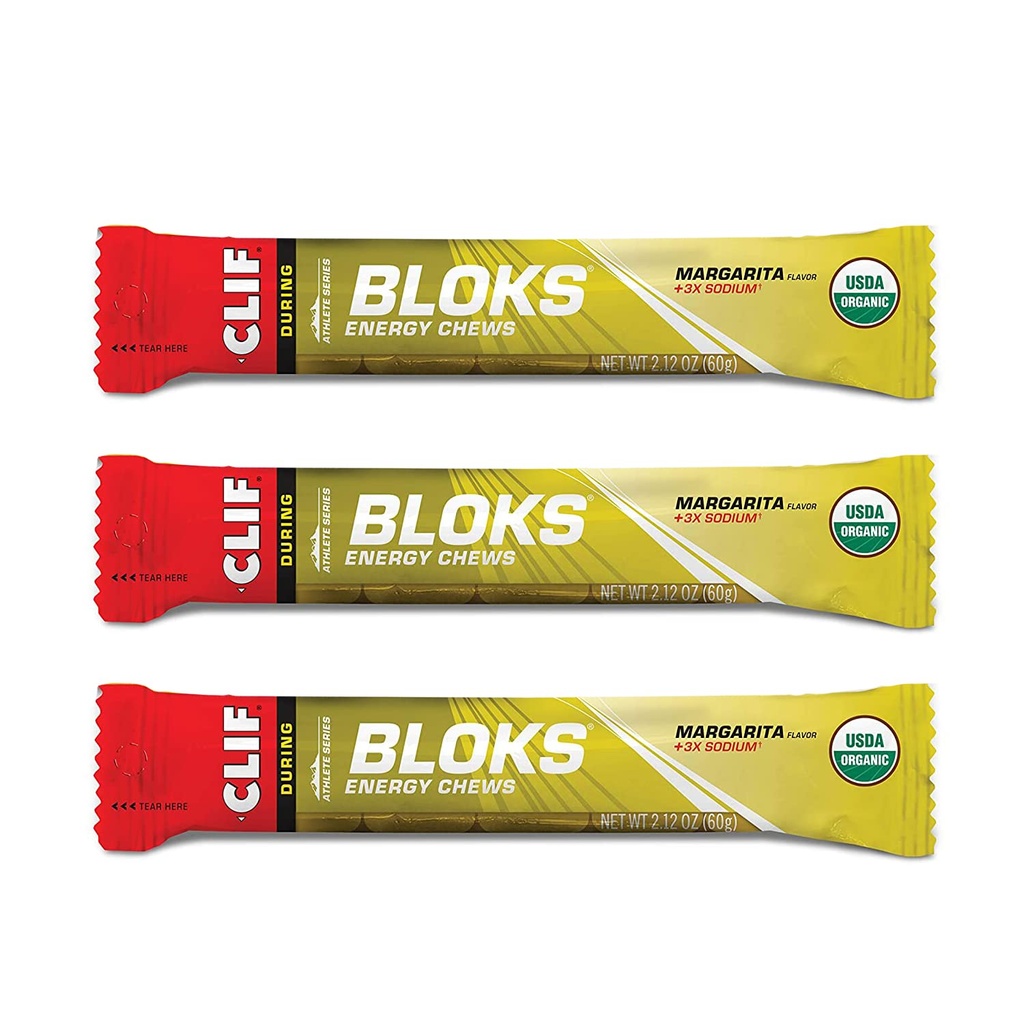 CLIF BLOKS - 能量厨师 - 玛格丽塔加盐3X Sodium,用于添加电解质-非GMO - 工厂食品 - 循环和运行-工作草纸的快速燃料(2.1 Ounce Packet, 3 Counter)
