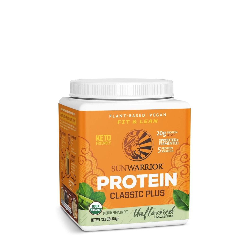清洁 Vegan蛋白 蛋白无味  有机蛋白植物基 配有 5 超级食品 混合剂 和 发酵 | 非GMO 低卡豆奶和 Gluten free(无味,15种服务)