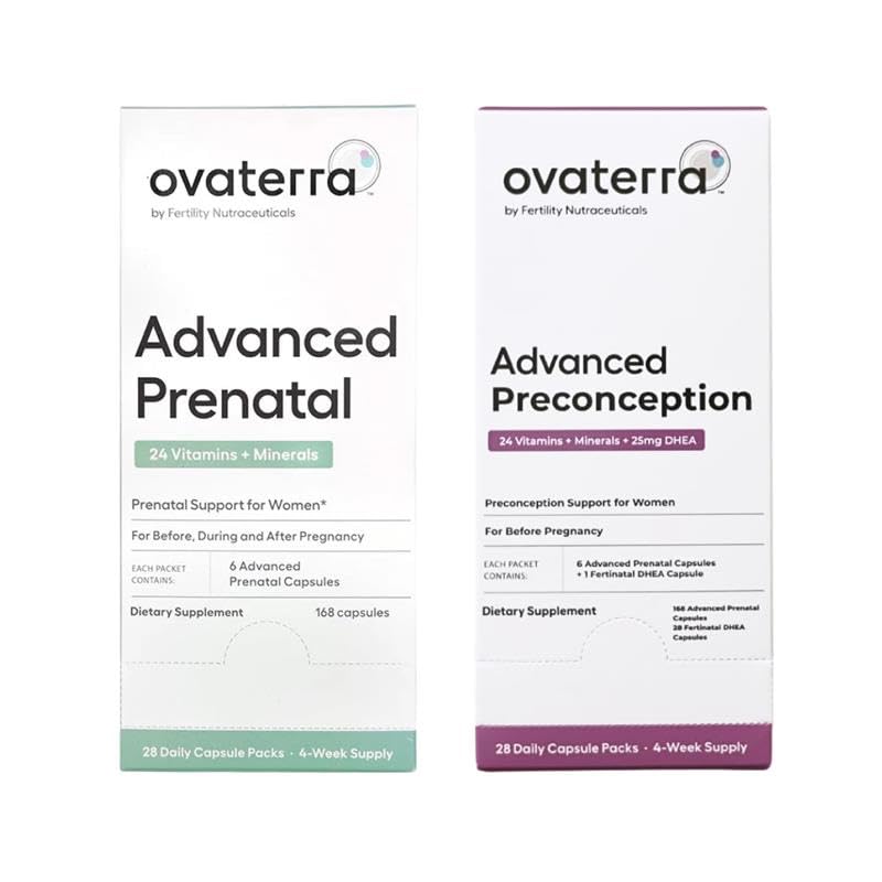 Ovaterra 高级产前和孕前孕育 多维他命盒 女性用 DHEA 25mg, Choline 550 mg, Folate (Methylfolate) 1 010 mcg, Omega-3 DHA, EPA, Chelated Iron 364 Capsules - 28日供应