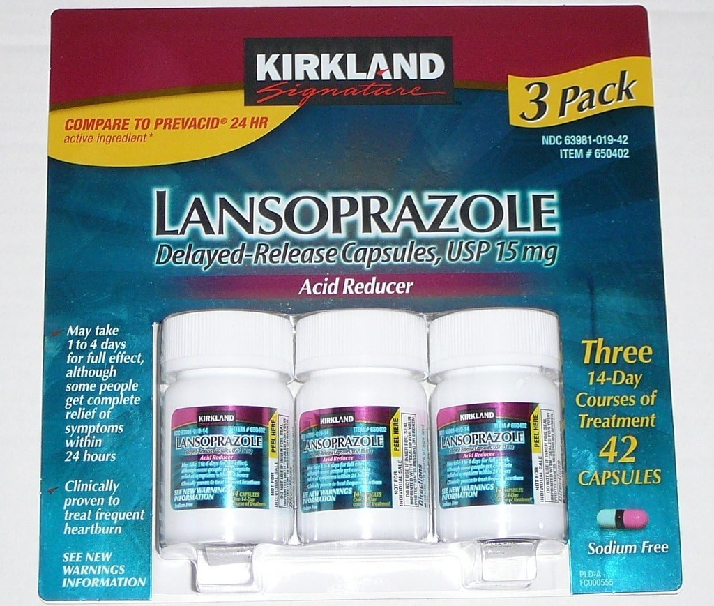 Kirkland 签名 Lansoprazole 15 mg. 酸还原剂,42 Capsules