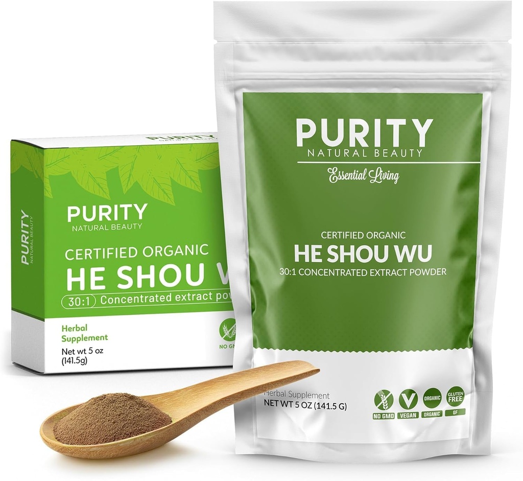 认证有机He Shou Wu - 大型5oz袋 30:1 聚焦-Fo-ti - 有机Foti 提取-Foti He Shou Wu - 有机-Plus 自由竹勺