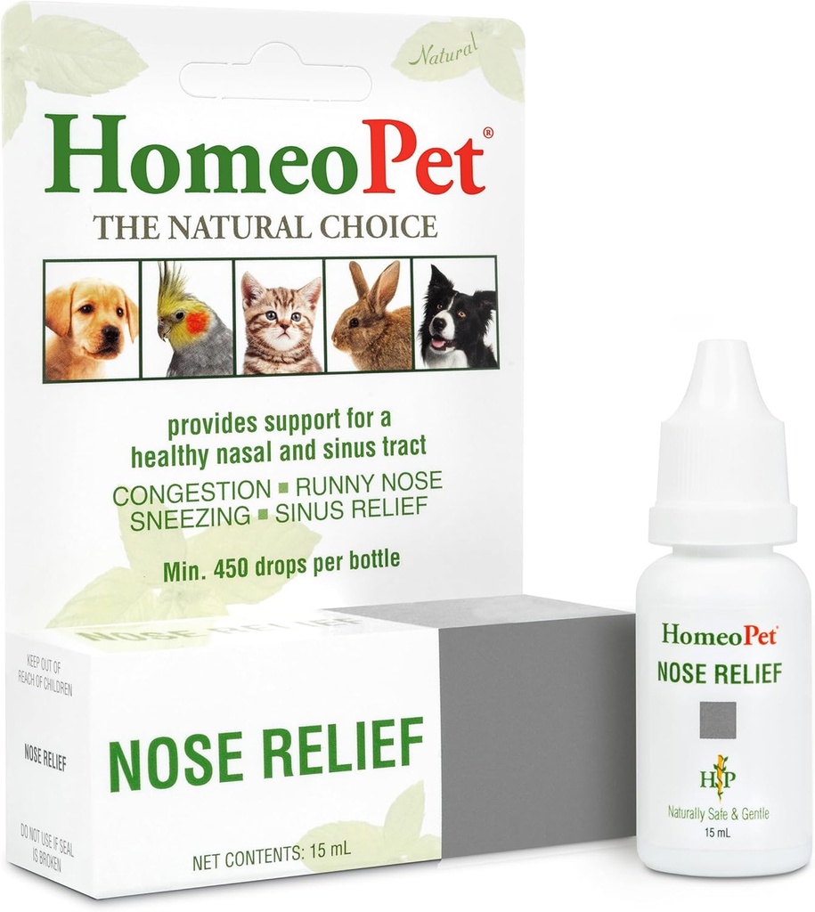 HomeoPet Nose Relief,Safe and Natural Sinus Supplement for Cats, Dogs, and other small animals, 15 Milliters (《猫、狗和其他小动物的安全和自然锡纳斯补充》),15个脊椎动物