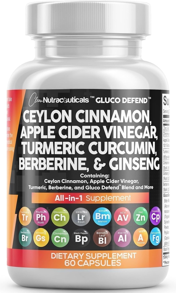 清真核素 Ceylon Cinnamon Capsules + Berberine Turmeric Apple 苹果 苹果 苹果 维那加 Ginsen Bitter Melon Gymnema 牛奶 硝酸盐 Fenugreek 补充药丸 供男女使用