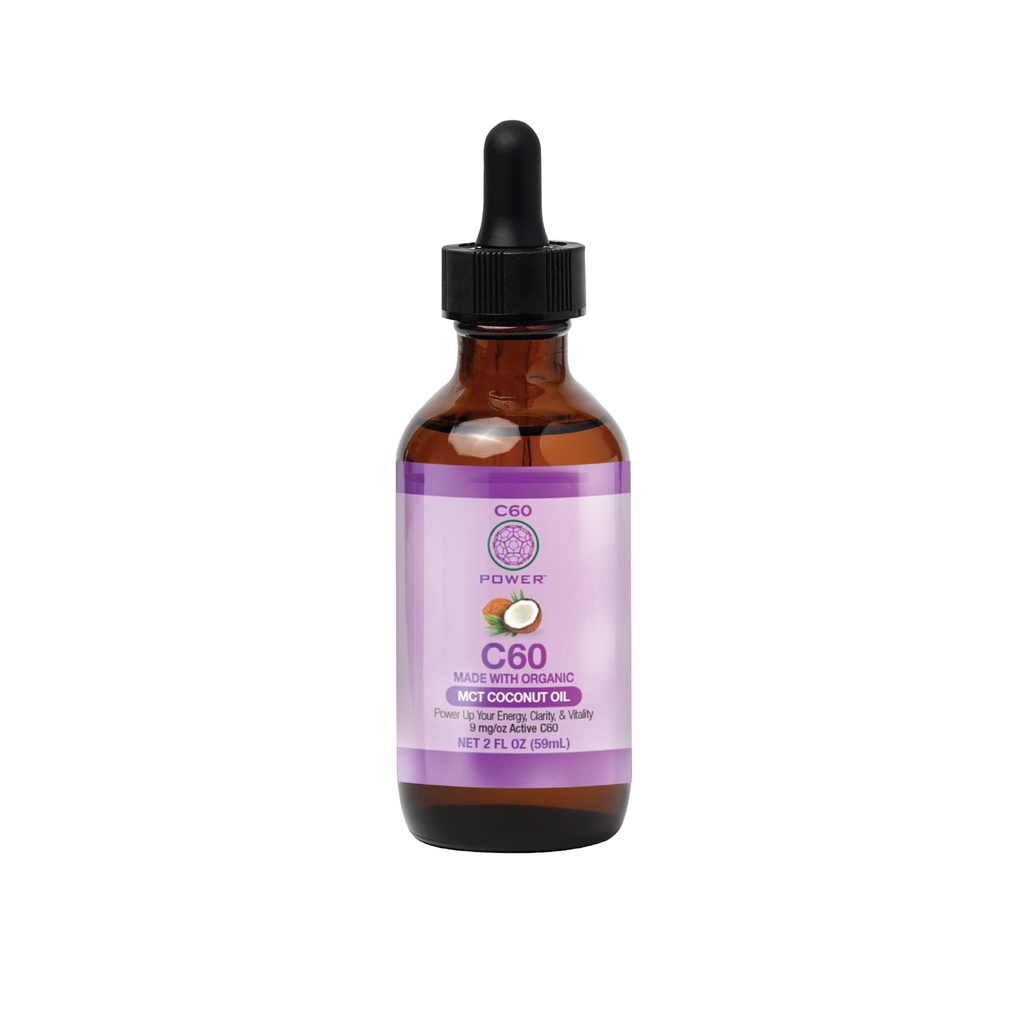 C60 Power - MCT 2-oz. - 有机MCT 椰子油, 2 Fl Oz, 99.99%纯碳富勒内斯,抬高氧化负载,优化Mitochondrial函数