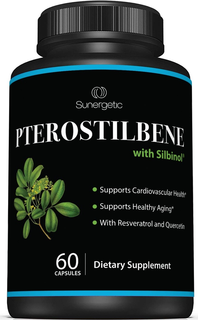 Pterostilbene Premium Pterostilbene Supplement – Pterostilbene with resveratrol & Quercetin – 支持健康老龄化 – 自然源 Pterostilbene 100 mg – 60 capsules