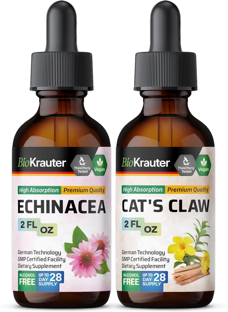 BIO KRAUTER Echinacea Tincture 2 Fl. Oz. & 猫爪纹 2 Fl. Oz.