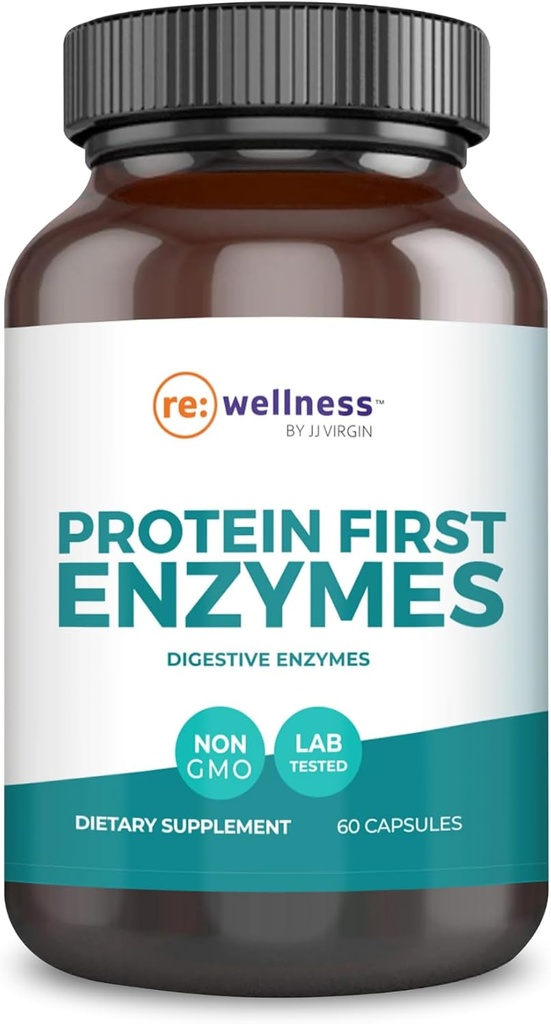 JJ Virgin QQ Protein First Enzyms 使用 Pepsin 和 Enzyme 补充 QQ 支持 Gut 健康,文摘,偶发 Bloating & Gas 60 Capsules