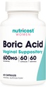 营养成本 Boric Acid 600mg, 60 capsules - 阴道药丸 - 非GMO - 妇女