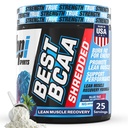 BPI 体育最佳BCAA Shreded - 咖啡因免费热能恢复饮料,精益肌肉建筑 BCAA 男女粉末,预研 BCAAs 氨基酸饮料 - 蓝拉兹 - 25种服务