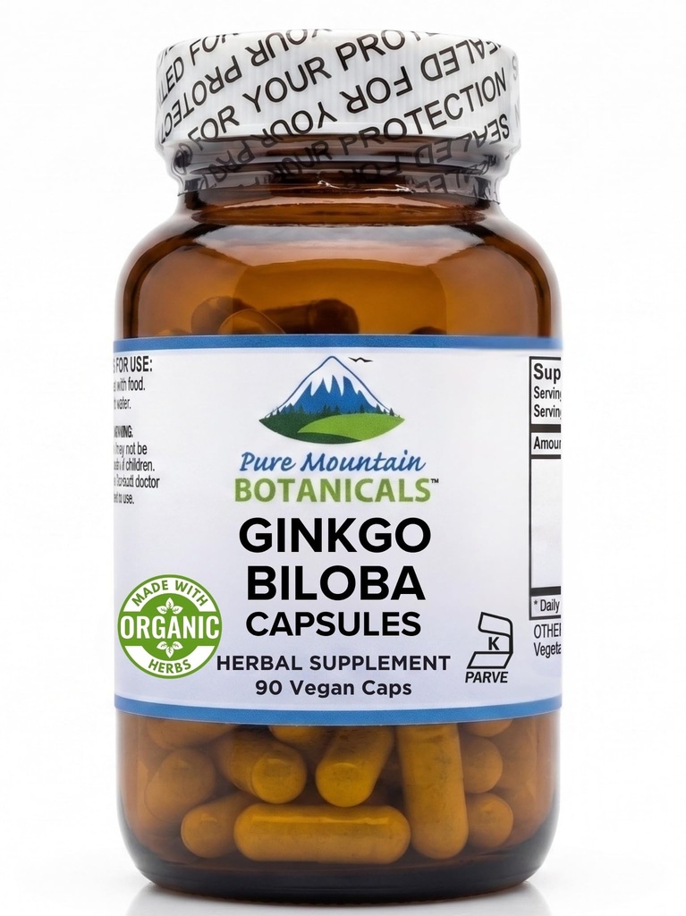 Ginkgo Biloba Capsules – Kosher Vegan Caps 配有400mg的 Ginkgo Biloba 叶和 Ginko 提取补充