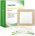 卡暴性硅酮 粘膜泡沫 装配 4''x4' 10 Pack, 高吸力泡沫 伤痕 床痛, 腿部 Ulcer, 糖尿病 Ulcer