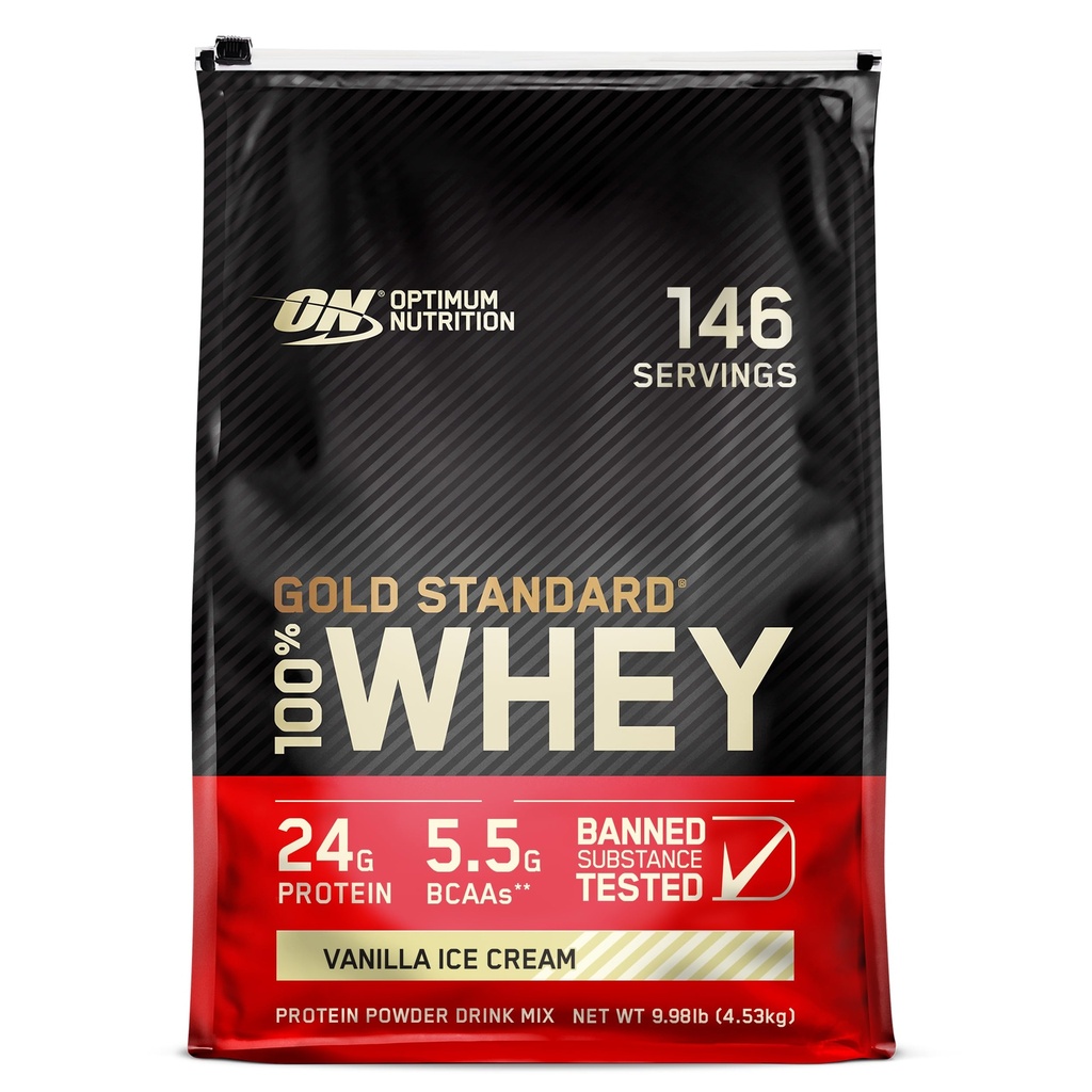 最佳营养金标准 100% Whey蛋白粉 香草冰汁 10英镑(包装 May Vary)