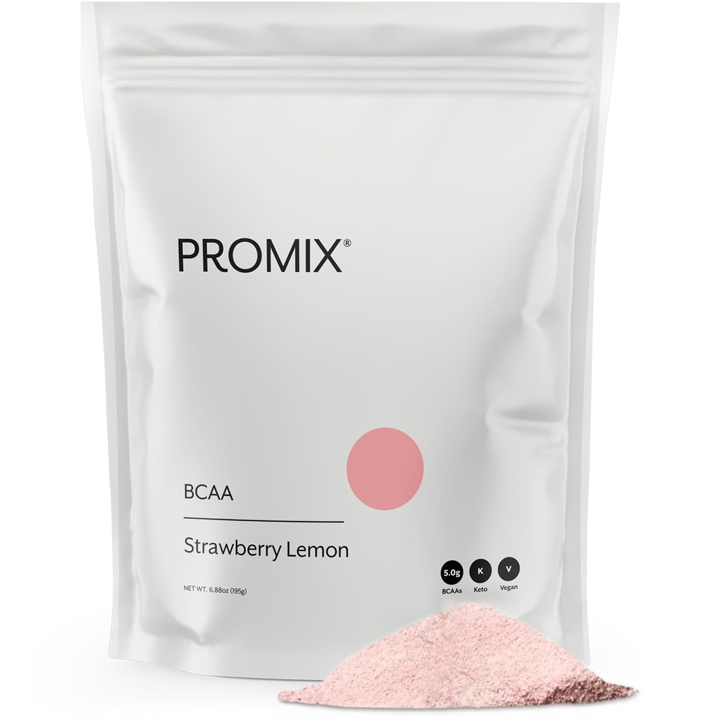 Promix BCAA 后工作能源粉 - 5g 微量化的BCAAs,无糖,基于植物,Vegan,Keto - 草莓柠檬 - 30 services (Pack of 1)
