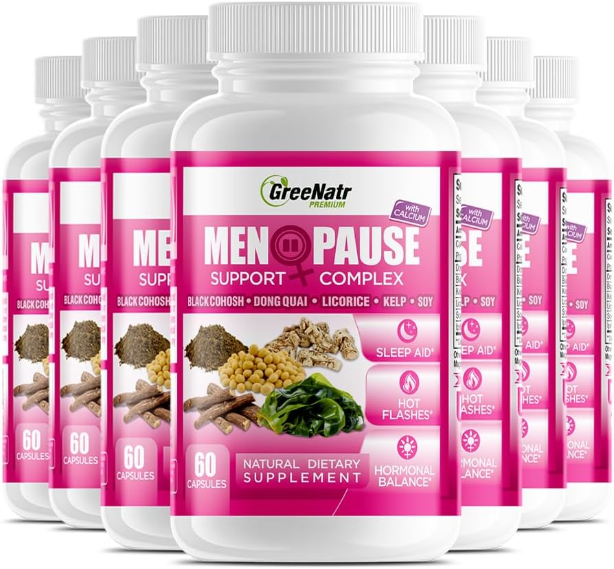 GreeNatr Herbal Menopause 支持热闪电,夜汗和Mood Swings Relief的复合体. 推广平衡荷尔蒙水平 - 黑色 Cohosh, 东奎, Licorice Root & Kelp Leaves (12瓶)