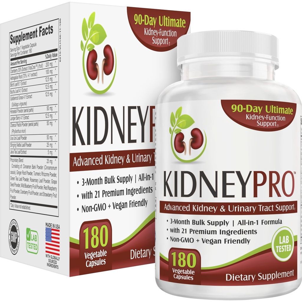 肾脏-PRO 3-Month 供应 21 肾脏健康补编 | All-in-1 Blend | Kidneys & Urinary Tract 支持补编 | 90日散装供应 | 180 Capsules